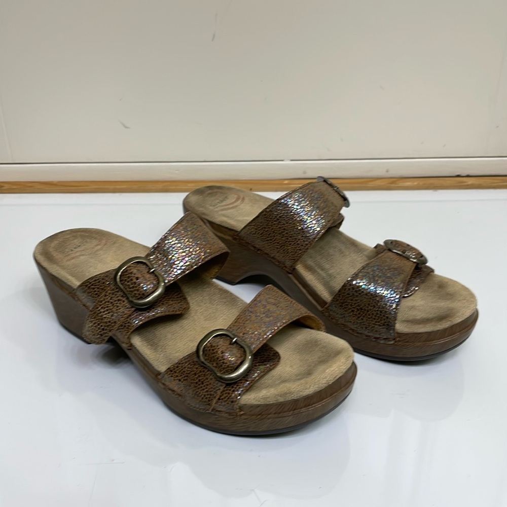 Dansko‎ Sophie Tan Iridescent Double Strap Clogs